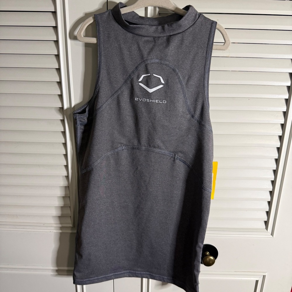 EvoShield Youth Medium Sleeveless Chest Guard Shirt Charcoal Heather Gray NWT